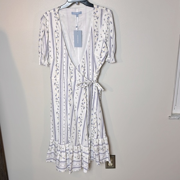 NWT Antonio Melani Cleo wallpaper floral linen blend wrap dress, 8 - Picture 4 of 11